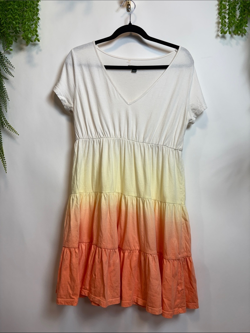 wild fable White to Peach Ombre Tiered Mini Dress